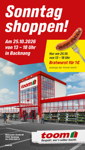toom Baumarkt Prospekt - Sonntag Shoppen in Backnang!