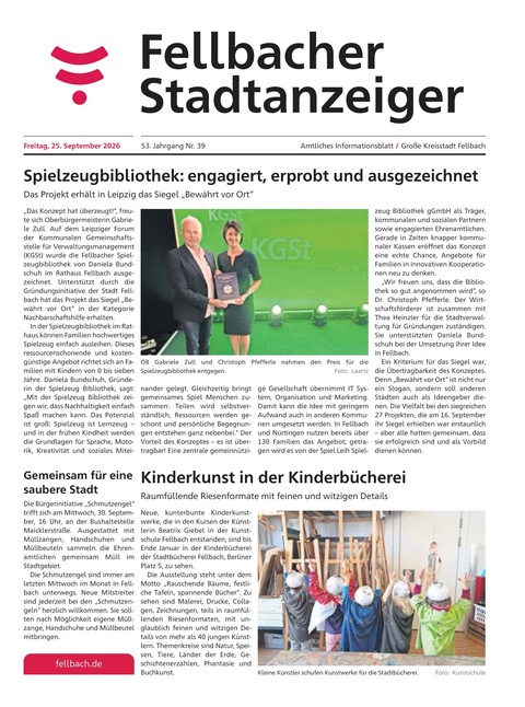 Fellbacher Wochenblatt 25.09.2026