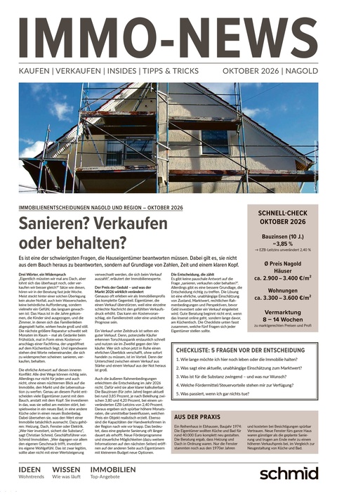 Immo News Schmid Immobilien Nagold